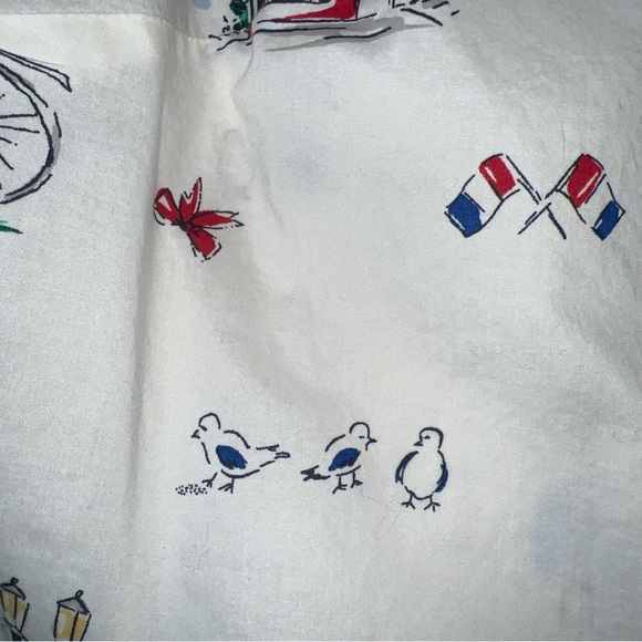 Talbots Classic Cotton Shirt Scenic France Print Button Down Blouse XL - Picture 10 of 12